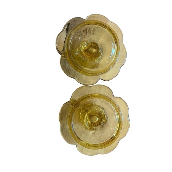 Pair of Vintage Amber glass candle stick holders. Hand blown? Fenton? - Picture 6 of 9